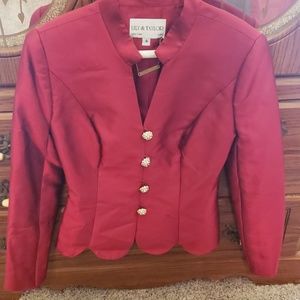 Beautiful red jacket with rhinestone buttons